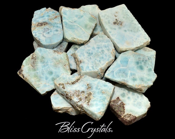 1.4 - 1.6 Inch Larimar Mini Slab, Semi-rough Healing Crystal And Stone Aka Dolphin Stone/pectolite For Peace #ls52