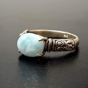 Shop Larimar Rings! Larimar Ring, Natural Larimar, March Birthstone, Tribal Ring, March Ring, Blue Vintage Ring, Jewel of Atlantis, Solid Silver Ring, Larimar | Natural genuine Larimar rings, simple unique handcrafted gemstone rings. #rings #jewelry #shopping #gift #handmade #fashion #style #affiliate #ad