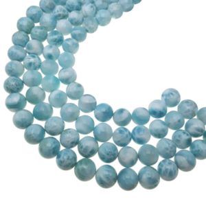 RARE High Grade Top Quality Natural Larimar Smooth Round Beads 14mm 15.5" Strand | Natural genuine round Gemstone beads for beading and jewelry making.  #jewelry #beads #beadedjewelry #diyjewelry #jewelrymaking #beadstore #beading #affiliate #ad