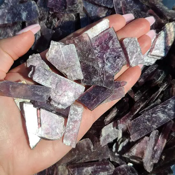 Aaa Lepidolite Shards, Choose Quantity, Raw Crystal Book Sheets For Jewelry Making, Decor, Or Crystal Grids