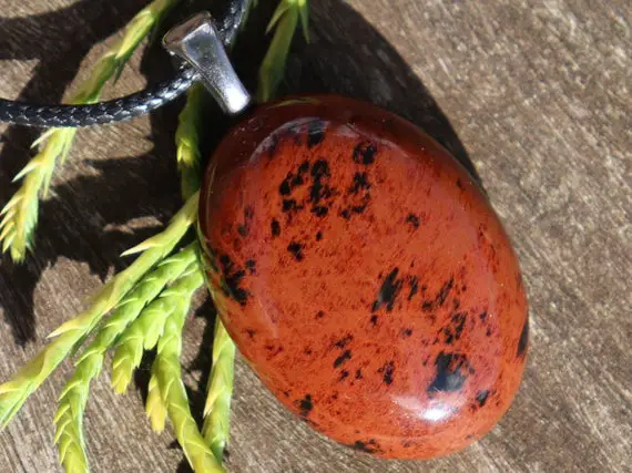 Unisex Mahogany Obsidian Healing Stone Necklace With Positive Healing Energy!