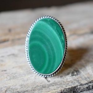 Shop Malachite Rings! Malachite ring , Green Malachite ring , 925 sterling silver , Malachite gemstone silver ring , women jewellery gift #B234 | Natural genuine Malachite rings, simple unique handcrafted gemstone rings. #rings #jewelry #shopping #gift #handmade #fashion #style #affiliate #ad