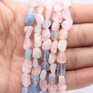6-8mm Nugget Morganite beryl beads,Natural High Quality Gemstone beads,Multi color Loose Pebble beads,Jewlry making beads-15.5 -NST1220-4 | Natural genuine chip Morganite beads for beading and jewelry making.  #jewelry #beads #beadedjewelry #diyjewelry #jewelrymaking #beadstore #beading #affiliate #ad