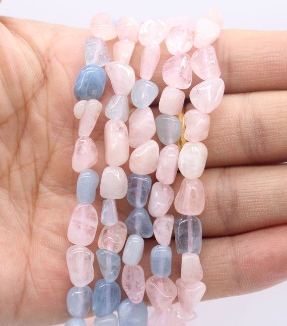 6-8mm Nugget Morganite Beryl Beads,natural High Quality Gemstone Beads,multi Color Loose Pebble Beads,jewlry Making Beads-15.5 -nst1220-4