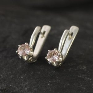 Shop Morganite Earrings! Morganite Earrings, Created Morganite, Pink Earrings, Vintage Earrings, Pink Morganite Earrings, Pink Studs, 925 Silver Earrings, Morganite | Natural genuine Morganite earrings. Buy crystal jewelry, handmade handcrafted artisan jewelry for women.  Unique handmade gift ideas. #jewelry #beadedearrings #beadedjewelry #gift #shopping #handmadejewelry #fashion #style #product #earrings #affiliate #ad