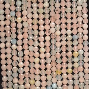 Shop Morganite Faceted Beads! SALE !!! 2MM Pink Morganite, Aquamarine, Heliodor Gemstone Grade AA Micro Faceted Round Loose Beads 15.5 inch Full Strand (80010213-A192) | Natural genuine faceted Morganite beads for beading and jewelry making.  #jewelry #beads #beadedjewelry #diyjewelry #jewelrymaking #beadstore #beading #affiliate #ad