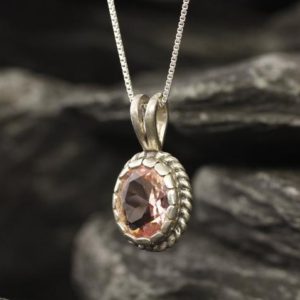 Shop Morganite Pendants! Morganite Necklace, Created Morganite, Small Oval Pendant, Pink Diamond Pendant, Vintage Pendant, Dainty Pink Pendant, Solid Silver Necklace | Natural genuine Morganite pendants. Buy crystal jewelry, handmade handcrafted artisan jewelry for women.  Unique handmade gift ideas. #jewelry #beadedpendants #beadedjewelry #gift #shopping #handmadejewelry #fashion #style #product #pendants #affiliate #ad