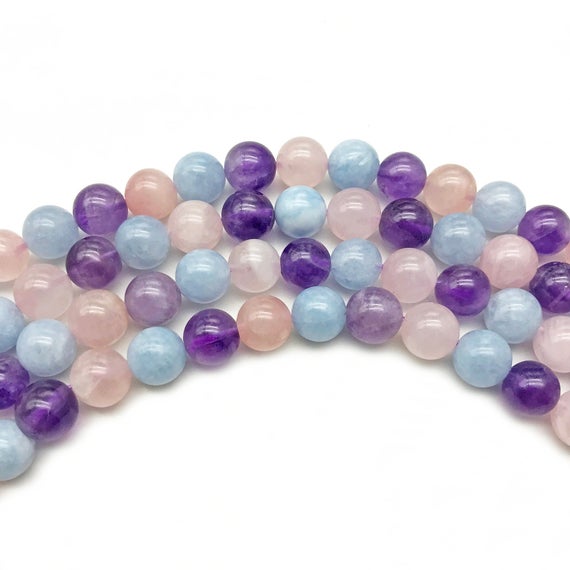 8mm Natural Mixed Color Morganite Beads, Round Gemstone Beads, Wholasela Beads