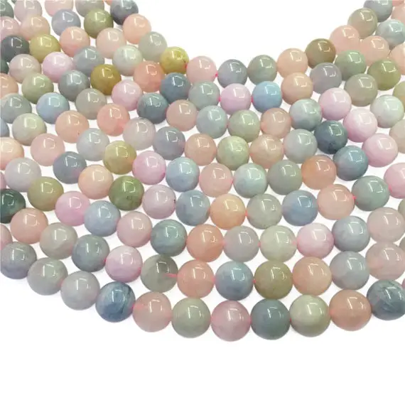 8mm Natural Multicolor Morganite Beads, Round Gemstone Beads, Wholasela Beads