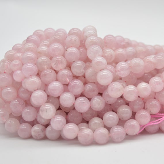High Quality Grade A Natural Pink Morganite Semi-precious Gemstone Round Beads - 4mm, 6mm, 8mm, 10mm Sizes - 15" Strand