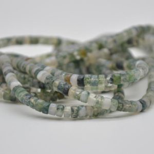 Shop Moss Agate Rondelle Beads! Natural Moss Agate Semi-Precious Gemstone Flat Heishi Rondelle / Disc Beads – 4mm x 2mm – 15" strand | Natural genuine rondelle Moss Agate beads for beading and jewelry making.  #jewelry #beads #beadedjewelry #diyjewelry #jewelrymaking #beadstore #beading #affiliate #ad