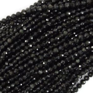 Natural Faceted Black Obsidian Round Beads 15" Strand 3mm 4mm 6mm 8mm 10mm 12mm | Natural genuine beads Gemstone beads for beading and jewelry making.  #jewelry #beads #beadedjewelry #diyjewelry #jewelrymaking #beadstore #beading #affiliate #ad