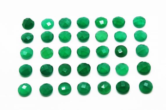 Round Faceted Cabochon,green Onyx Gemstone,faceted Loose Stone,loose Cabochons,calibrated Gemstones,green Cabochons Sale - Aa Quality