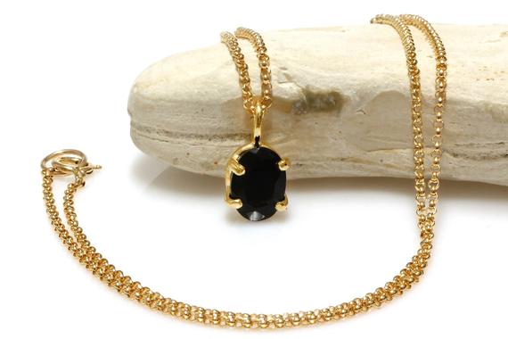 Black Onyx Pendant Necklace · Classic Simple Pendant · 18k Gold Necklaces · Long Custom Gem Necklace · Black Pendant Necklace Gold 14k