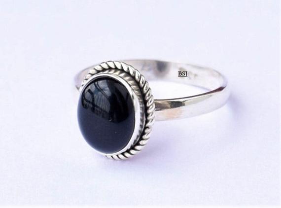 Black Onyx Ring, Black Onyx Stone Ring, 925 Sterling Silver Ring, Onyx Stone Ring, Onyx Jewelry, Dark Black Gemstone Ring