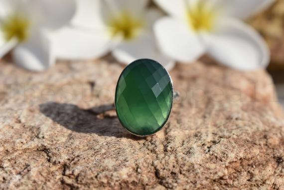 Green Onyx Ring, Sterling Silver Ring, Green Onyx Jewelry, Silver Handmade Ring, 925 Silver Ring, Boho Ring, Gift Ring, Sale Ring, Statement