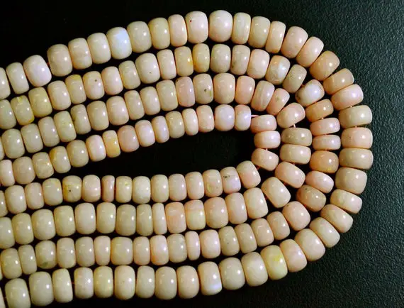 12.5 Inches Strand Natural Peru Pink Opal Wheel Beads Smooth Heishi Beads Gemstone Beads Opal Plain Tyre Beads Rondelle 9mm To 9.5mm No2238