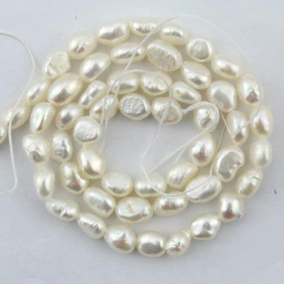 20%off 5-6mm Natural Baroque Pearl Beads,nugget Pearl Beads,white Freshwater Pearl Beads,loose Pearls,bridal Jewelry-49pcs-15inches--ln004-1