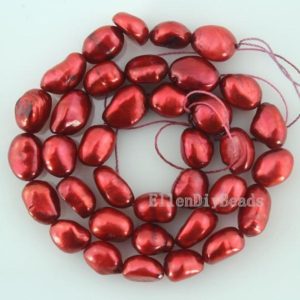 Shop Pearl Beads! Full Strand 8-9MM Baroque Pearl Beads,Wine Red Nugget Pearl Beads,Freshwater Pearl Beads,Pearl For Necklace/Bracelet-36 Pcs-14 inches-BP015 | Natural genuine beads Pearl beads for beading and jewelry making.  #jewelry #beads #beadedjewelry #diyjewelry #jewelrymaking #beadstore #beading #affiliate #ad
