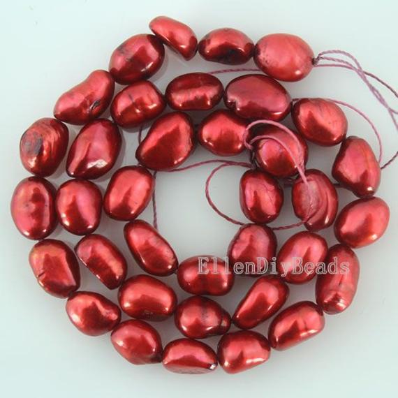 8-9mm Full Strand Nugget Pearl Beads,wine Red Nugget Pearl Beads,freshwater Pearl Beads,pearl For Necklace/bracelet-36pcs-14 Inches-ln005-15