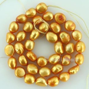 Shop Pearl Chip & Nugget Beads! 8-9mm Bright Golden Natural Freshwater Nugget Pearl Beads, Irregular Shape Loose Pearl Strand, Wedding Jewelry, Jewelry Making–36pcs–BP010 | Natural genuine chip Pearl beads for beading and jewelry making.  #jewelry #beads #beadedjewelry #diyjewelry #jewelrymaking #beadstore #beading #affiliate #ad
