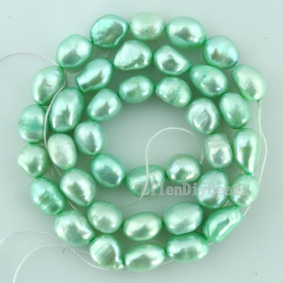 8-9mm Green Baroque Nugget Pearl  Beads,loose Pearl Beads,freshwater Pearl Strand,jewelry Making Pearls,wholesale Pearls -14 Inches-ln005-22
