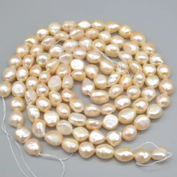 Natural Freshwater Baroque Nugget Pearl Beads - Pink / Peach - 9mm - 10mm - 14" Strand