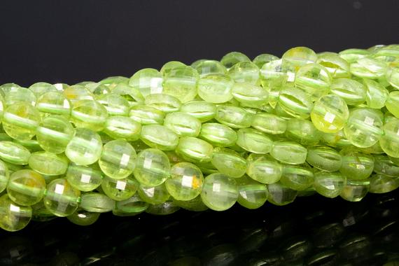 4mm Peridot Beads Faceted Flat Round Button Grade Aa Genuine Natural Gemstone Loose Beads 15" / 7.5" Bulk Lot Options (111676)