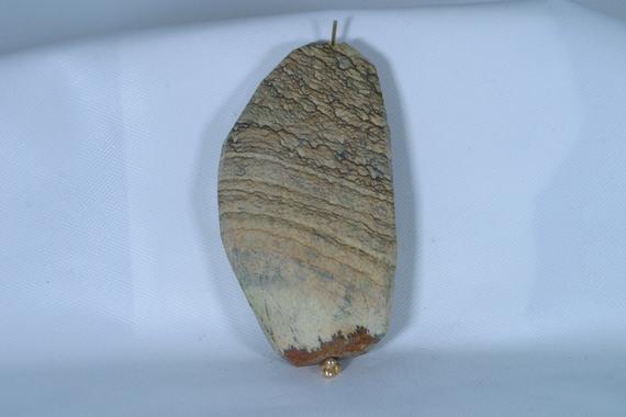 16.3 Gram Picture Jasper Faceted Freeform Nugget Bead 48.5mm X 26.3mm X 8.1mm Mined In The United States Top Grade Untreated Jasper Nugget
