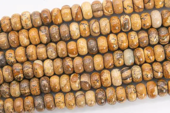 Genuine Natural Brown Picture Jasper Loose Beads Rondelle Shape 10x6mm