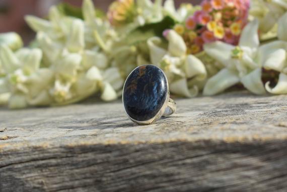Beautiful Pietersite Ring, 925 Sterling Silver, Oval Gemstone, Natural Gemstone, Statement Ring, Blue Gemstone Ring, Split Band Ring, Sale