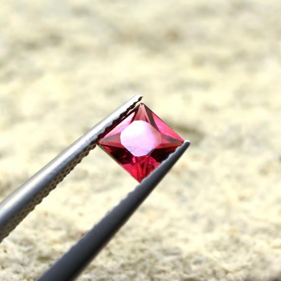 Hot Pink Tourmaline Loose Gemstone 0.24ct Square Cut Natural Stone 3.5mm