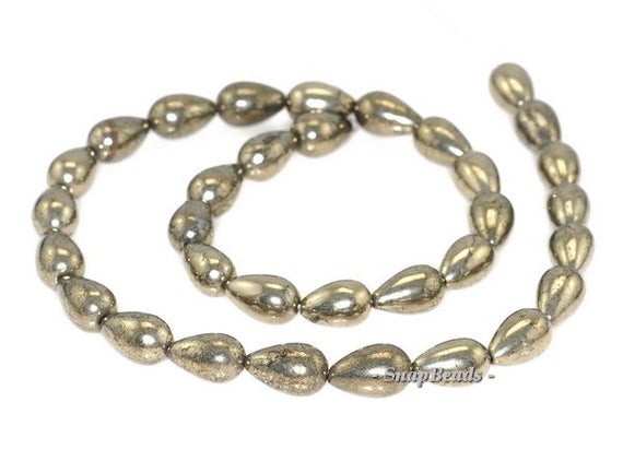 12x8mm Palazzo Iron Pyrite Gemstone Teardrop 12x8mm Loose Beads 16 Inch Full Strand (90145004-408)