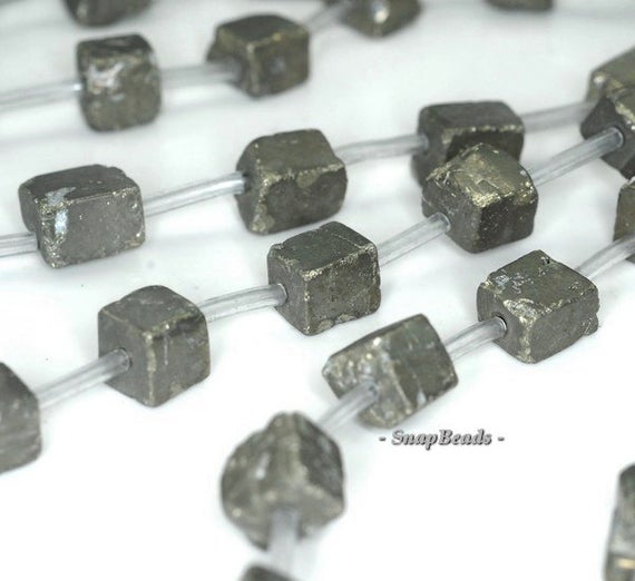 6mm-8mm Iron Pyrite Gemstone Rugged Cube Polish 6-8mm Loose Beads 15.5 Inch Full Strand (90187853-421)