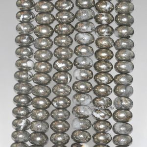 Shop Pyrite Rondelle Beads! 8x5mm Iron Pyrite Gemstone Grade A Rondelle 8x5mm Loose Beads 7.5 inch Half Strand (90187822-421) | Natural genuine rondelle Pyrite beads for beading and jewelry making.  #jewelry #beads #beadedjewelry #diyjewelry #jewelrymaking #beadstore #beading #affiliate #ad