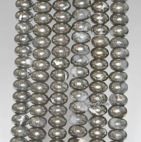 8x5mm Iron Pyrite Gemstone Grade A Rondelle 8x5mm Loose Beads 7.5 Inch Half Strand (90187822-421)