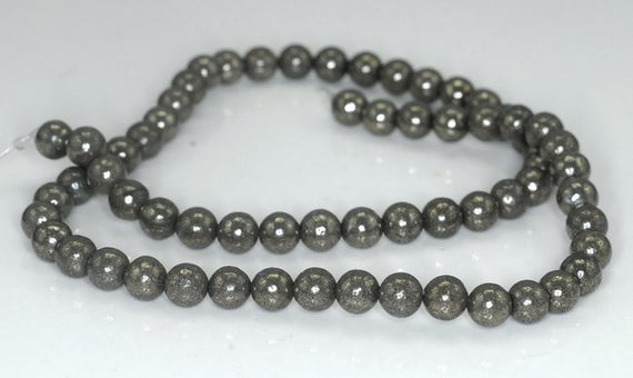 6mm Pyrite Gemstone Grey Grade Ab Round Beads 15.5 Inch Full Strand (90187358-718)