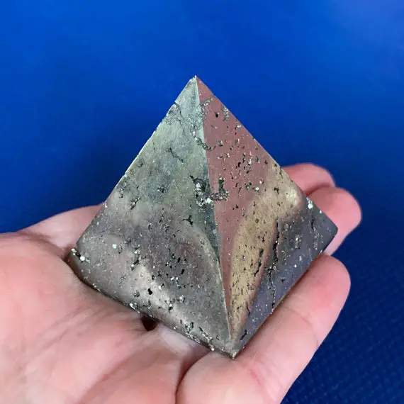 44mm Pyrite Pyramid - Natural Stone - Healing Crystal - Crystal Grid Stone - Meditation Crystal - Display/decor - Collectible - 140g