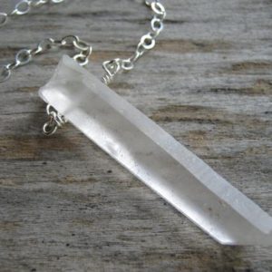 Shop Quartz Crystal Necklaces! Quartz Crystal Necklace, Raw Quartz Point Necklace, Sterling Silver Bar Jewelry, Minimalist Necklace, Choose Length, READY To SHIP QSS1 | Natural genuine Quartz necklaces. Buy crystal jewelry, handmade handcrafted artisan jewelry for women.  Unique handmade gift ideas. #jewelry #beadednecklaces #beadedjewelry #gift #shopping #handmadejewelry #fashion #style #product #necklaces #affiliate #ad