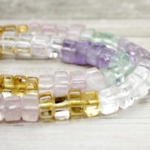 Rainbow Quartz Beads, Multi-Color Natural Quartz Transparent Triangle Heishi Gemstone Beads (4mm x 6mm, 5mm x 8mm, 7mm x 10mm) – PG155 | Natural genuine other-shape Gemstone beads for beading and jewelry making.  #jewelry #beads #beadedjewelry #diyjewelry #jewelrymaking #beadstore #beading #affiliate #ad
