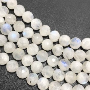 Shop Rainbow Moonstone Faceted Beads! Natural Rainbow Moonstone Faceted Round Beads, 7mm to 8mm, 8 inches, White Beads, Gemstone Beads, Semiprecious Beads | Natural genuine faceted Rainbow Moonstone beads for beading and jewelry making.  #jewelry #beads #beadedjewelry #diyjewelry #jewelrymaking #beadstore #beading #affiliate #ad