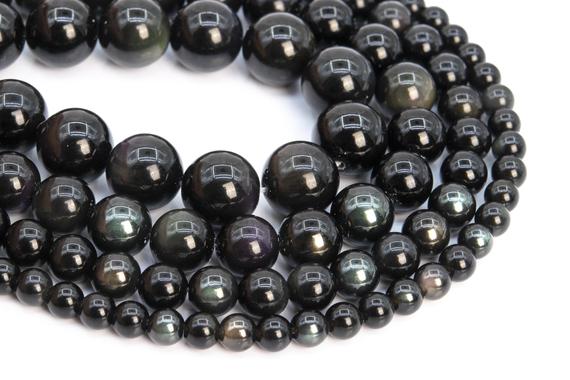 Genuine Natural Rainbow Obsidian Loose Beads Grade A Round Shape 6mm 8mm