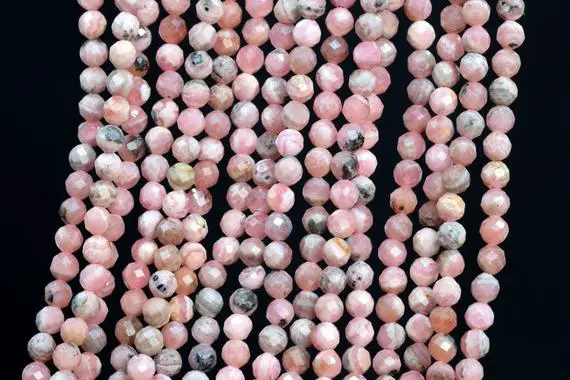 Genuine Natural Rhodochrosite Loose Beads Argentina Grade Aa Faceted Round Shape 3mm