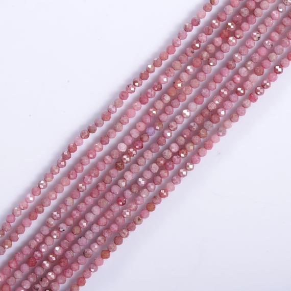 Rhodonite Beads, Rhodonite Round Faceted Beads Aaa Quality Size 3 Mm, Rhodonite Strand 15"  Natural Gemstone