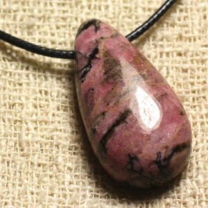 Shop Rhodonite Pendants! Stone Pendant Necklace – Rhodonite Drop 40mm | Natural genuine Rhodonite pendants. Buy crystal jewelry, handmade handcrafted artisan jewelry for women.  Unique handmade gift ideas. #jewelry #beadedpendants #beadedjewelry #gift #shopping #handmadejewelry #fashion #style #product #pendants #affiliate #ad