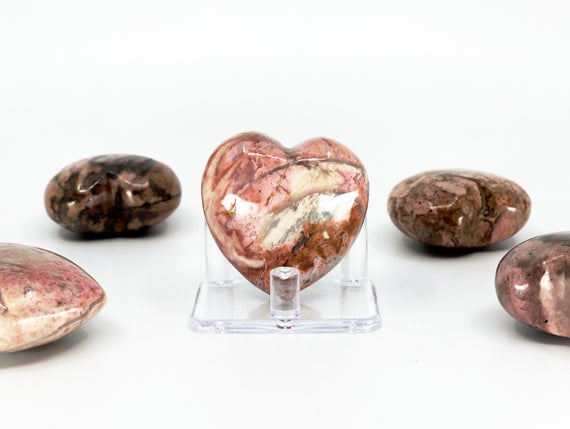 Rhodonite Puffy Heart - Crystal Healing, Polished Crystal, Stone Of The Heart, Emotional Healing, Pink Crystal