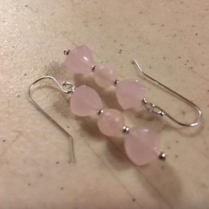 Shop Rose Quartz Earrings! Rose Quartz Earrings – Pink Jewelry – Sterling Silver Jewellery – Dangle – Mod – Fashion – Gemstone | Natural genuine Rose Quartz earrings. Buy crystal jewelry, handmade handcrafted artisan jewelry for women.  Unique handmade gift ideas. #jewelry #beadedearrings #beadedjewelry #gift #shopping #handmadejewelry #fashion #style #product #earrings #affiliate #ad