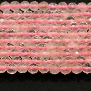 Shop Rose Quartz Faceted Beads! Tiny 3mm rose quartz beads,faceted beads,small beads,delicate beads,pink gemstone beads,pink quartz beads – 16" Full Strand | Natural genuine faceted Rose Quartz beads for beading and jewelry making.  #jewelry #beads #beadedjewelry #diyjewelry #jewelrymaking #beadstore #beading #affiliate #ad