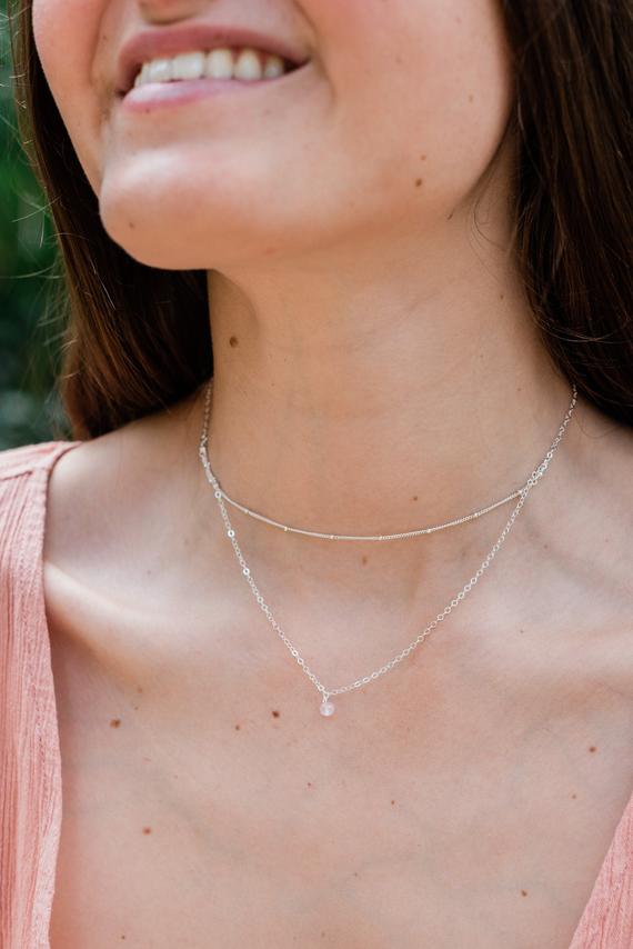 Rose Quartz Crystal Choker Necklace. Layered Necklace Gift For Her. Rose Quartz Necklace Boho Jewelry. Beaded Necklace Handmade Jewelry.