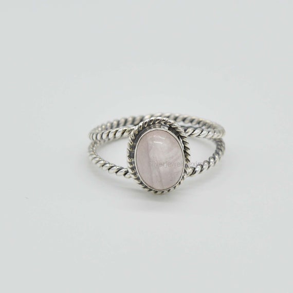 Natural Rose Quartz Ring, 925 Silver Rings, 7x9 Mm Oval Rose Quartz Ring, Gemstone Ring, Women Rings, Rose Quartz Ring, Pink Stone Ring